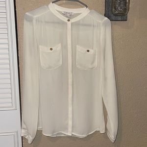 Forever 21 Sheer Button Down Blouse Size Small